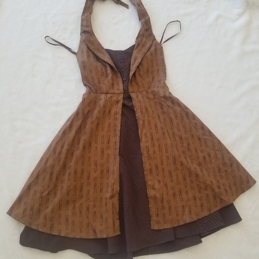 Dr. Who Regeneration Brown Halter Style Dress Hot Topic NWT Cosplay Costumes - Picture 8 of 16